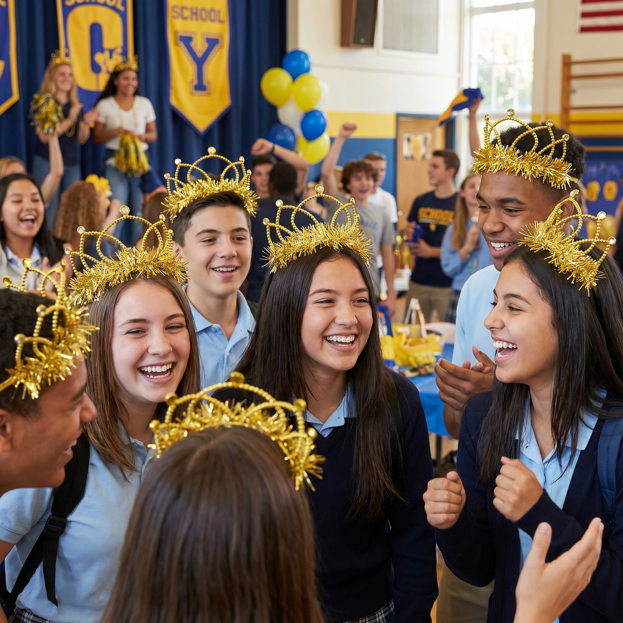 Yellow Plastic Tiara with Combs - Spirit & School Spirit