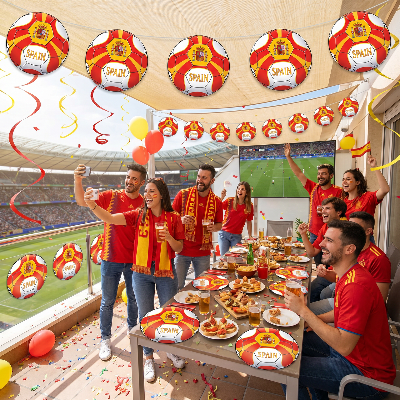 Spain Soccer Ball Cutout - 10" Double-Sided Decoration