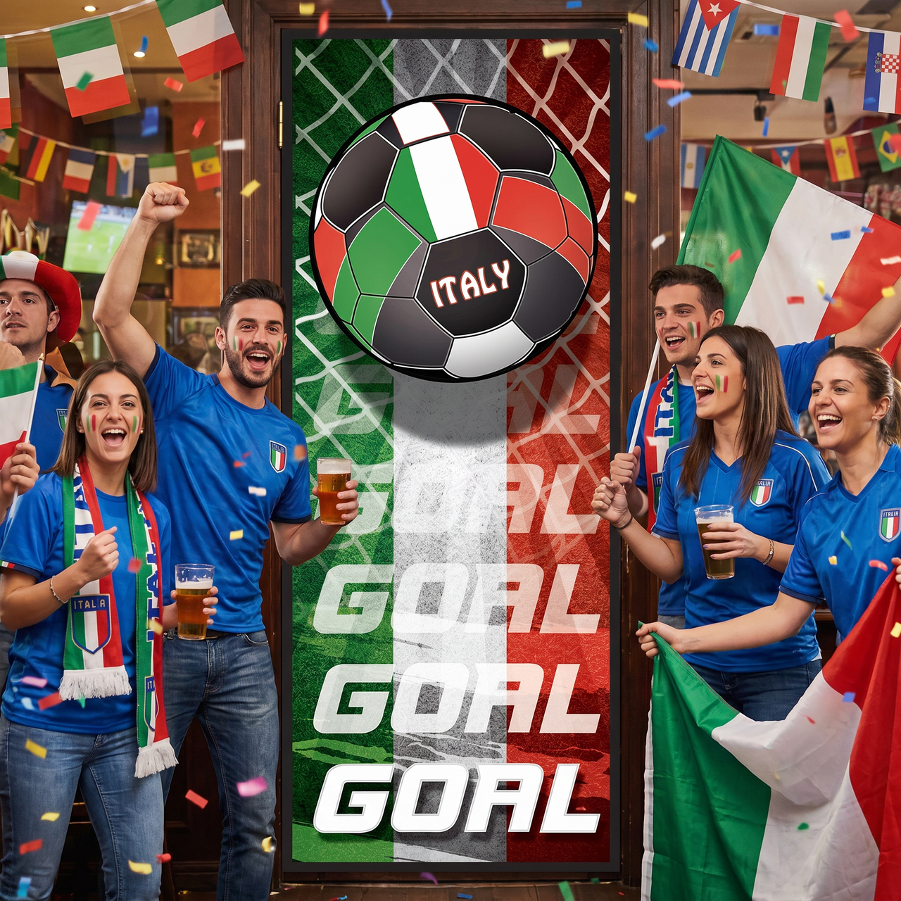 Italy Soccer Door Cover - All-Weather Sports Decor