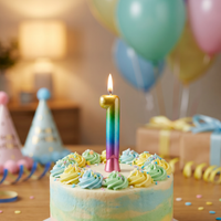 Rainbow Metallic 1 Birthday Candle  (12 per Case)