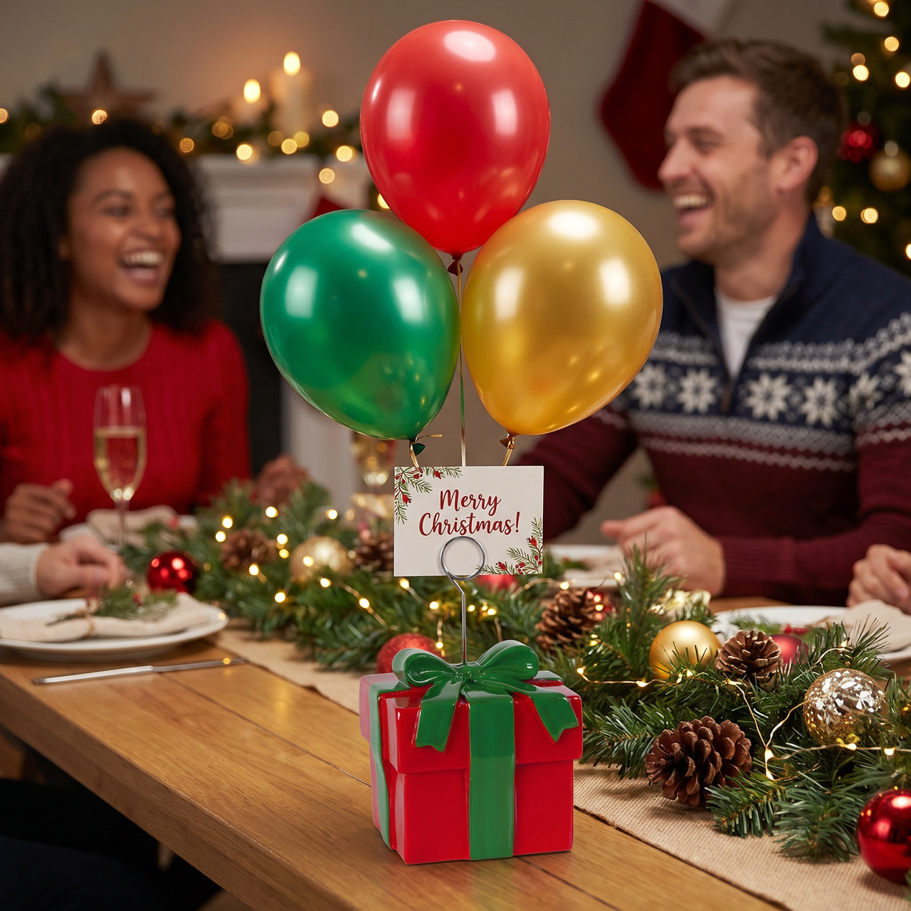 Christmas Gift Box Photo/Balloon Holder