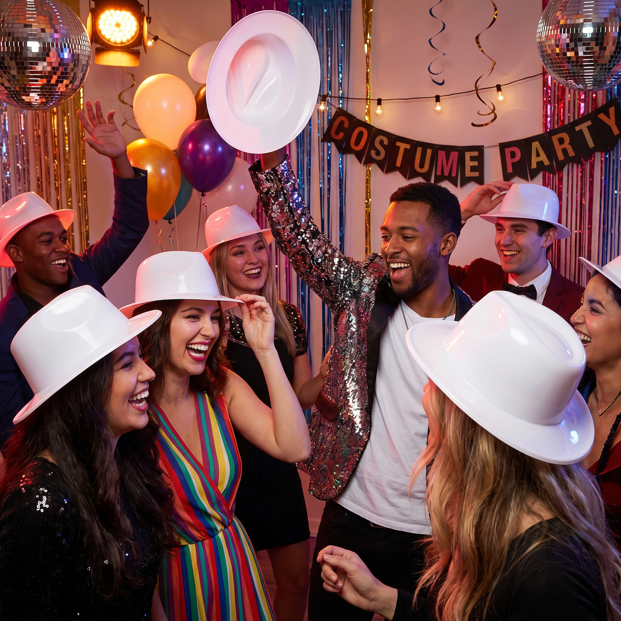 White Plastic Fedora Hat - Spirit & School Event Ready
