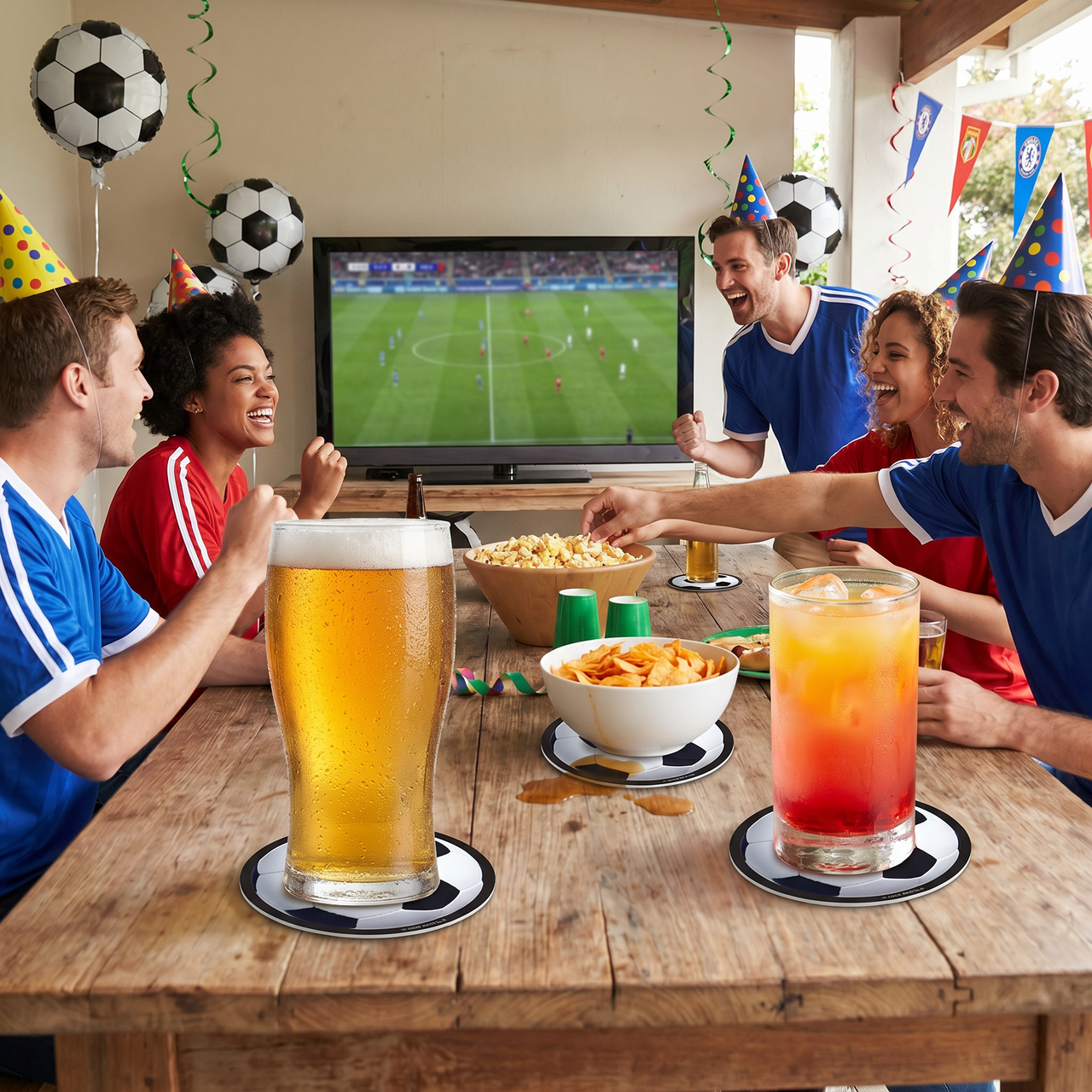 Soccer Ball Coasters - 8-Pack for Sports & Parties