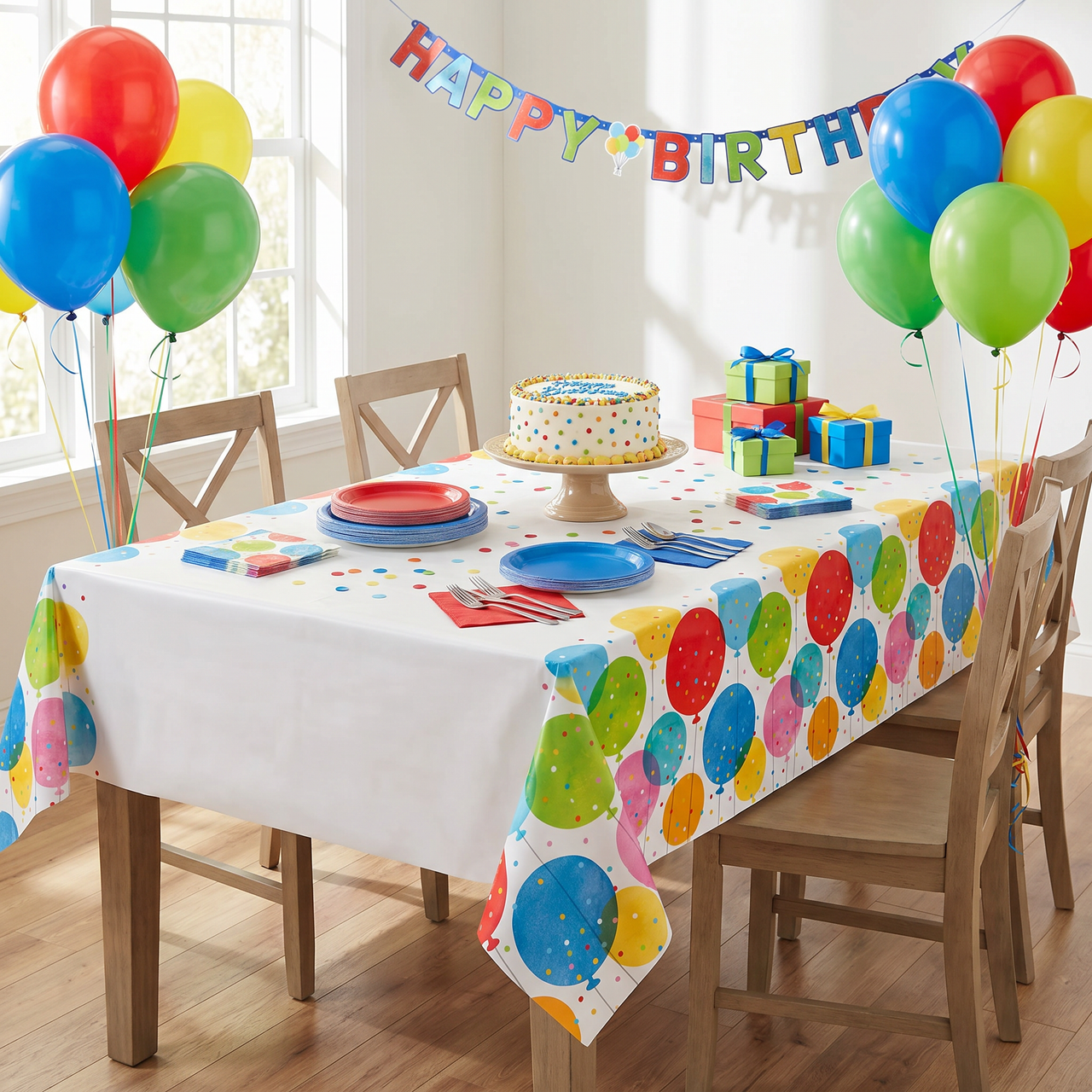 Confetti Balloons Paper Tablecover 54"x 96" (6 per Case)