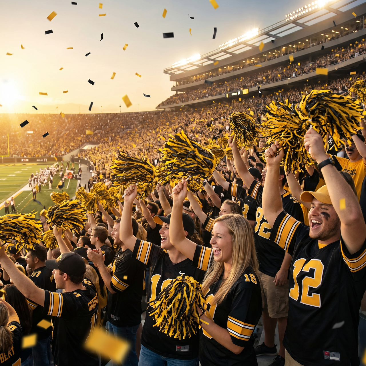 Football Black & Gold Tissue Pom Pom - 320 Strands