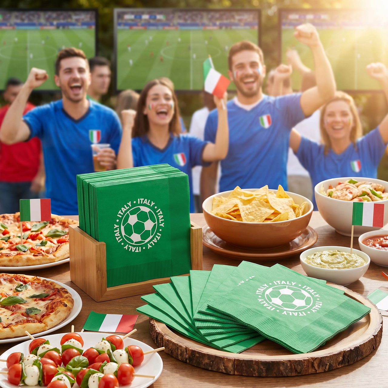 Italy Soccer Luncheon Napkins - 16 Count 2-Ply