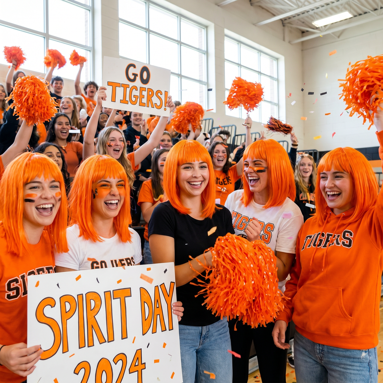 Orange Long Bob Wig - Spirit, School & Halloween Fun!