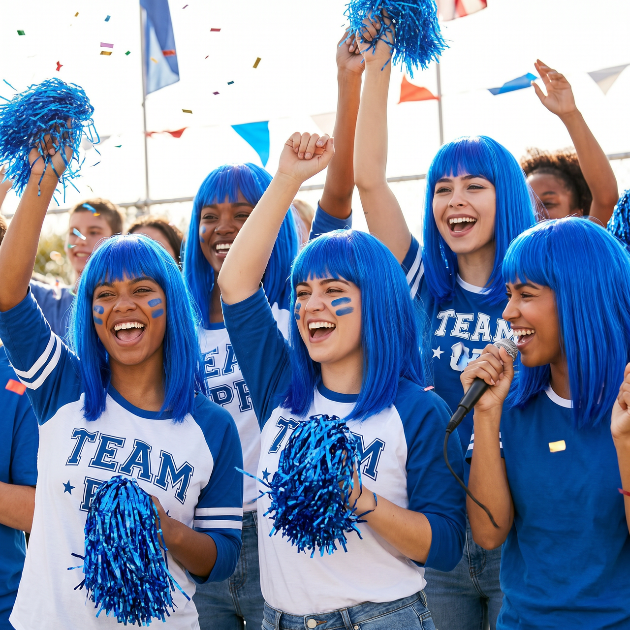 Blue Long Bob Wig - Perfect for Costumes & Spirit Events