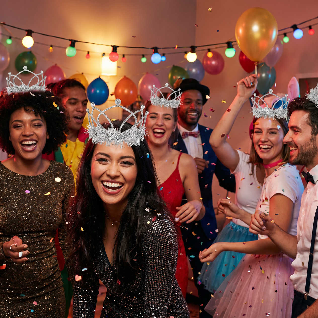 White Plastic Tiara with Combs - Spirit & School Events