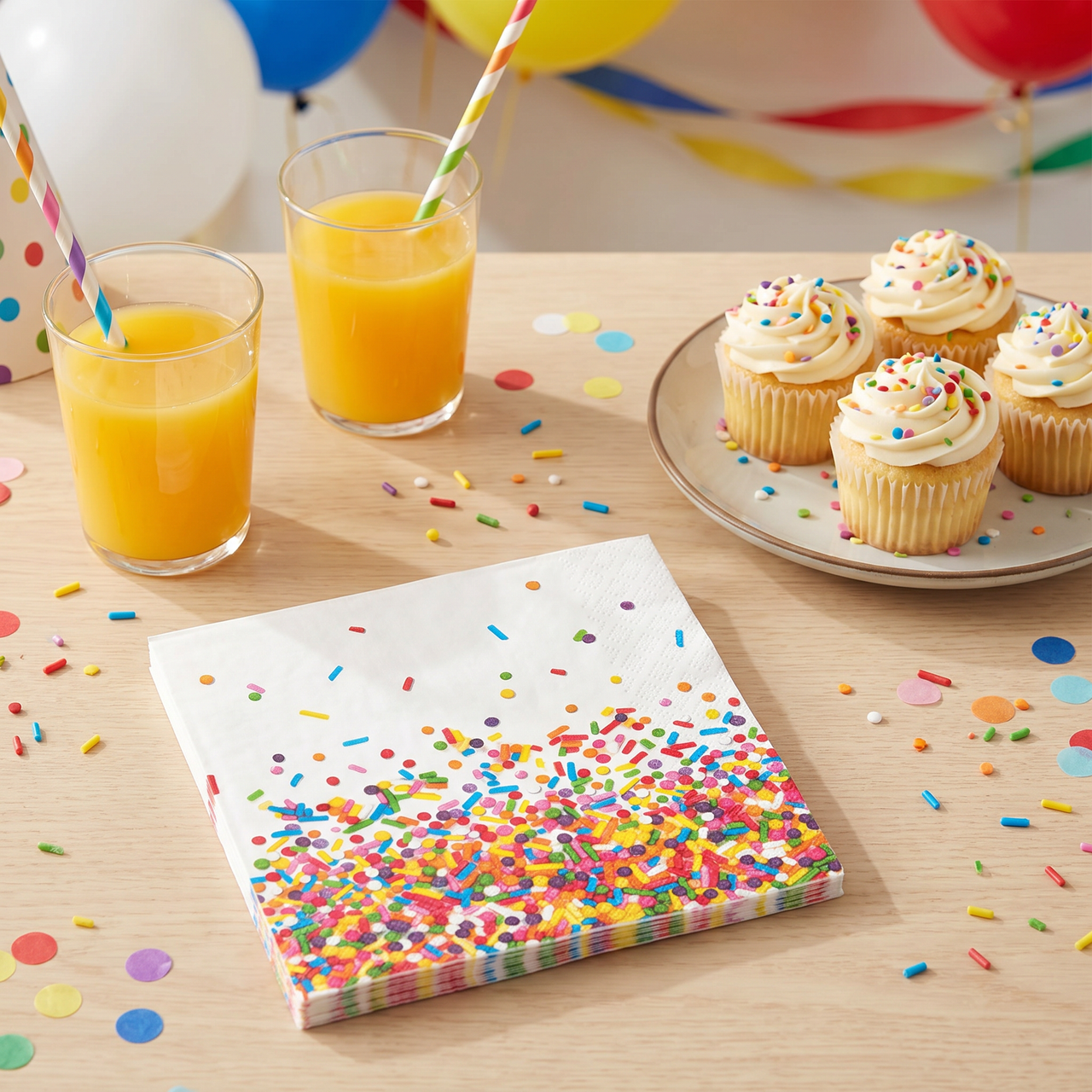 Confetti Sprinkles Beverage Napkins (192 per Case)
