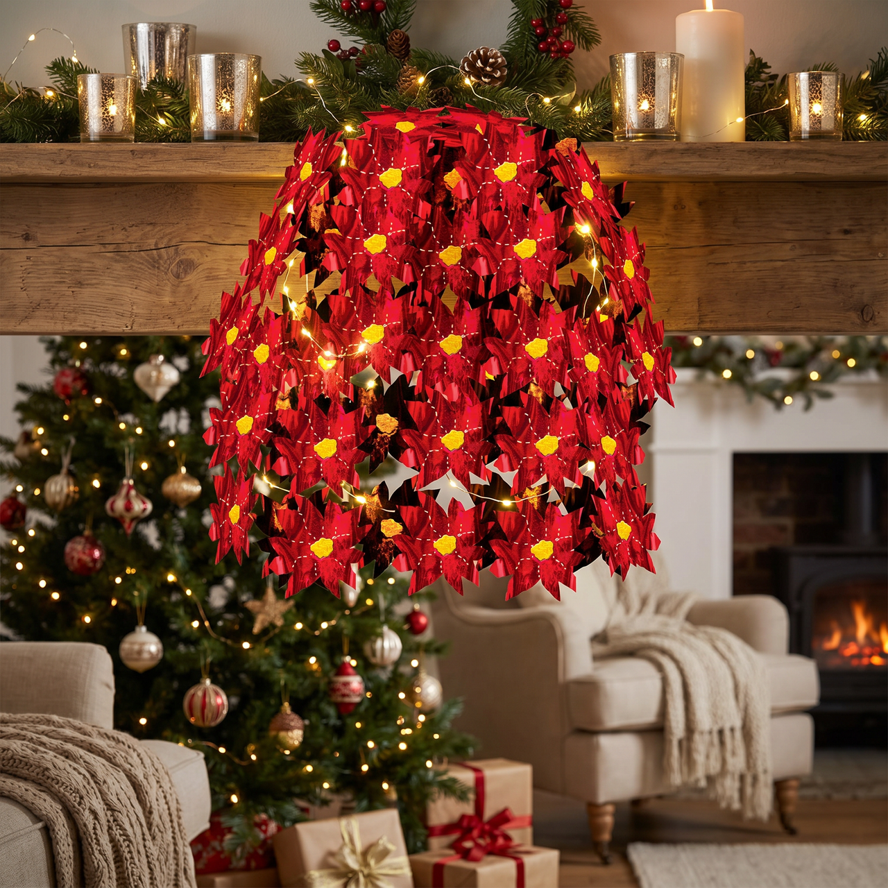 Christmas Poinsettia Cascade