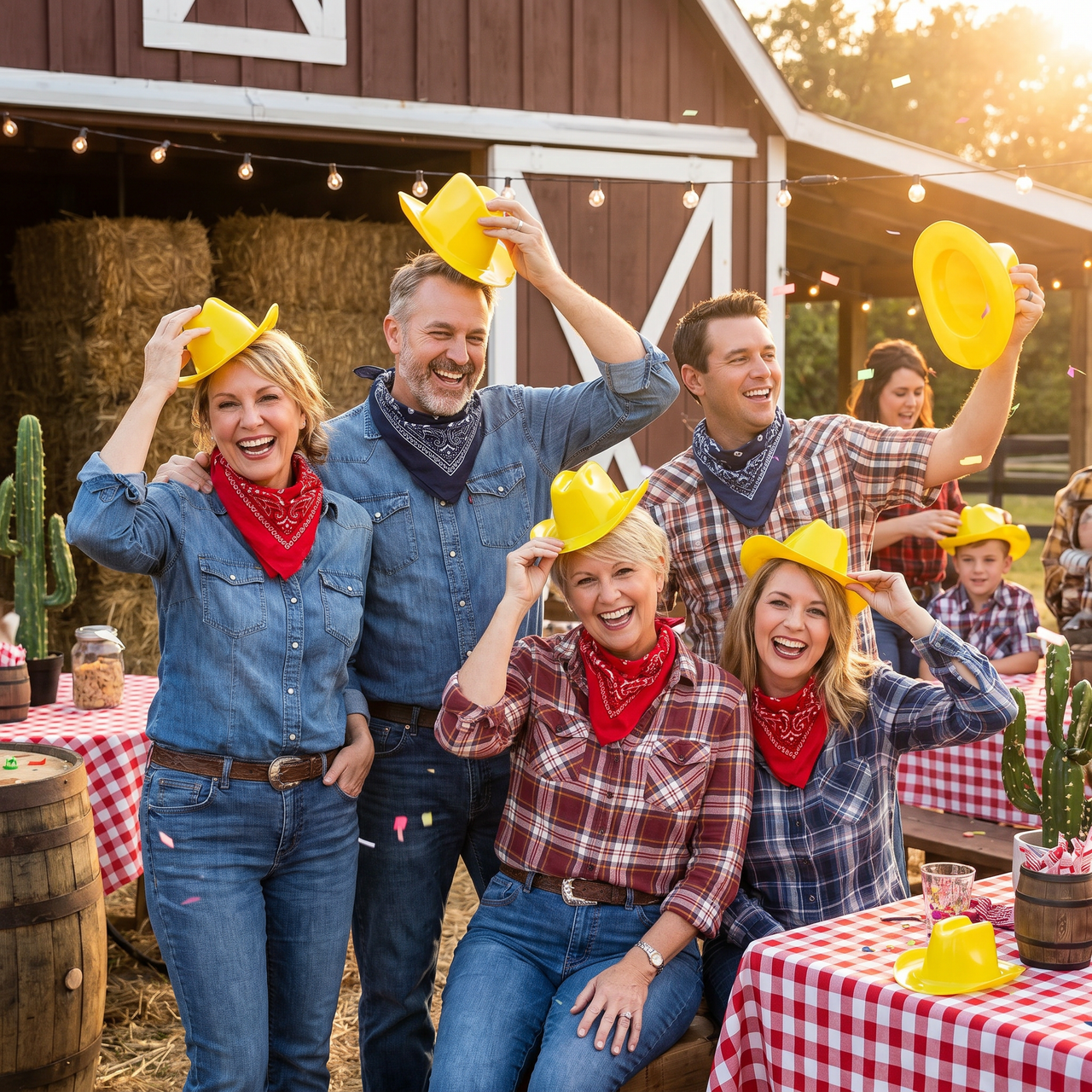 Yellow Miniature Plastic Cowboy Hats - 3 Pack