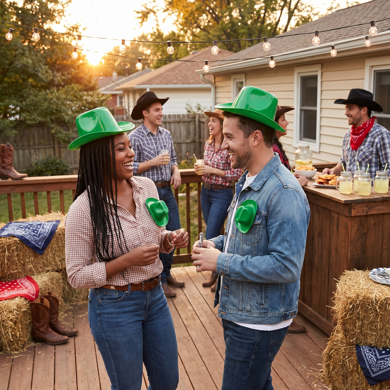 Green Miniature Plastic Cowboy Hats - 3 Pack