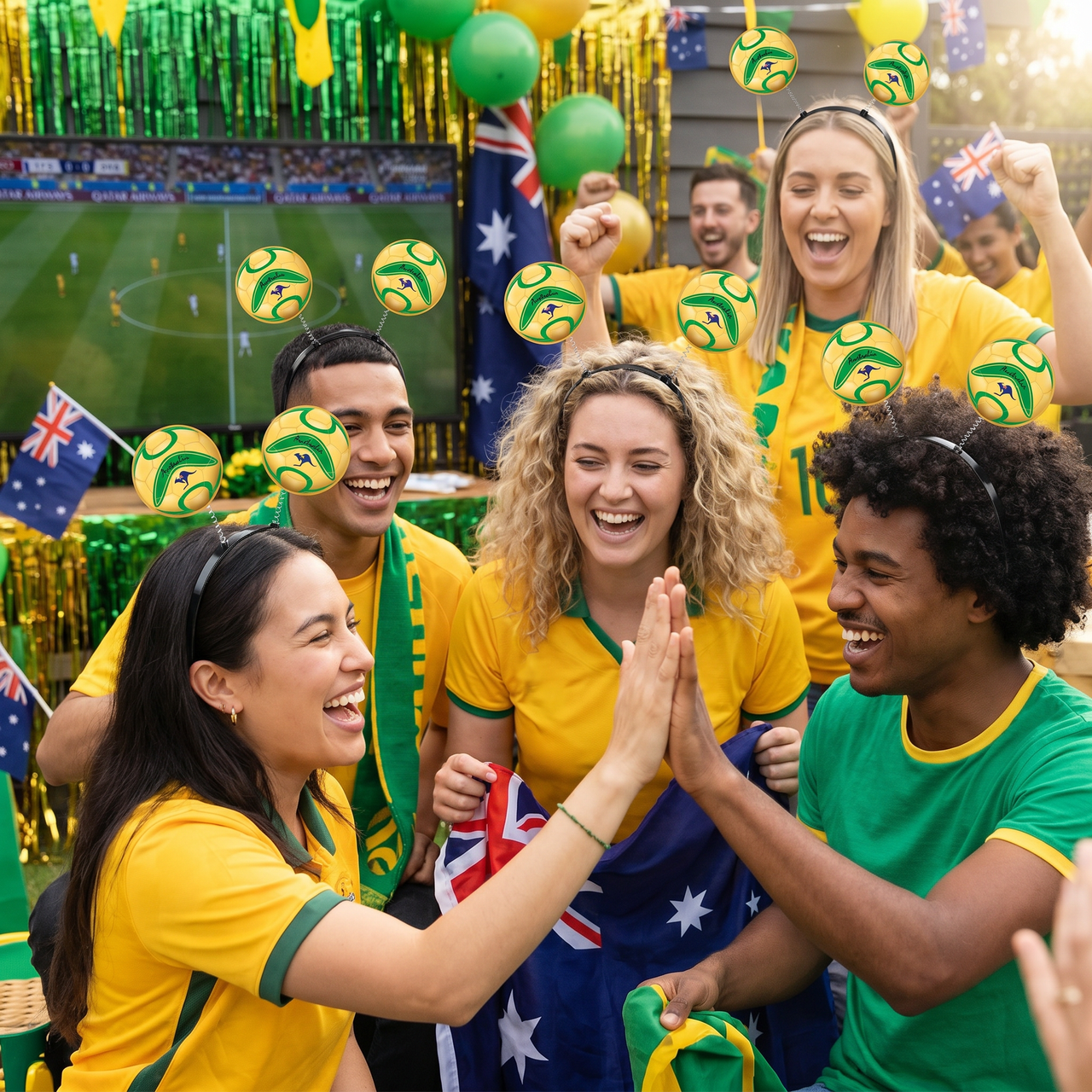 Soccer Ball Boppers Headband - Australia Theme