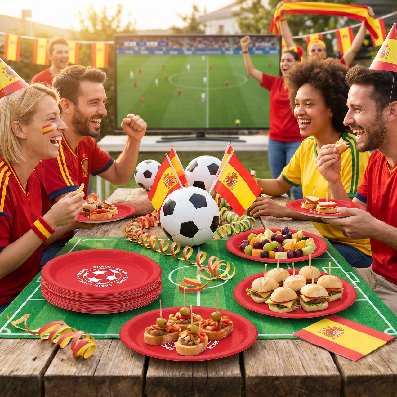 Spain Soccer Party Plates - 9 inch Dinner (8 count)