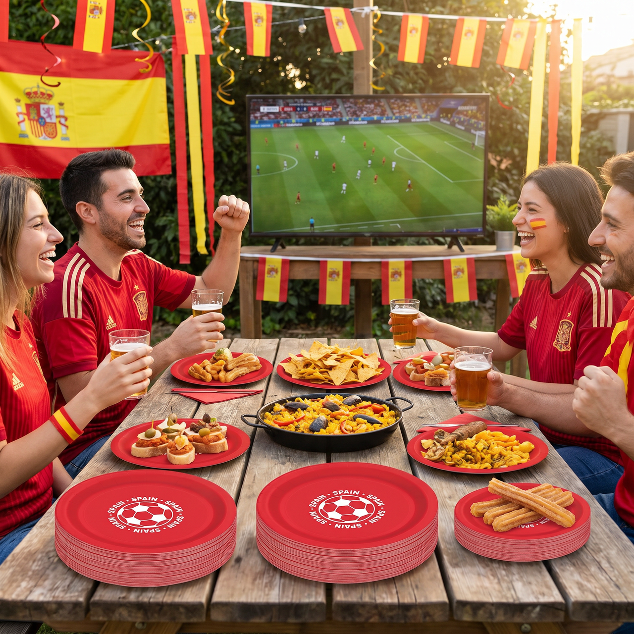 Spain Soccer Party Plates - 9 inch Dinner (8 count)