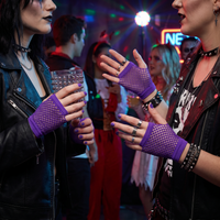Purple Fishnet Gloves - One Size Fits Most
