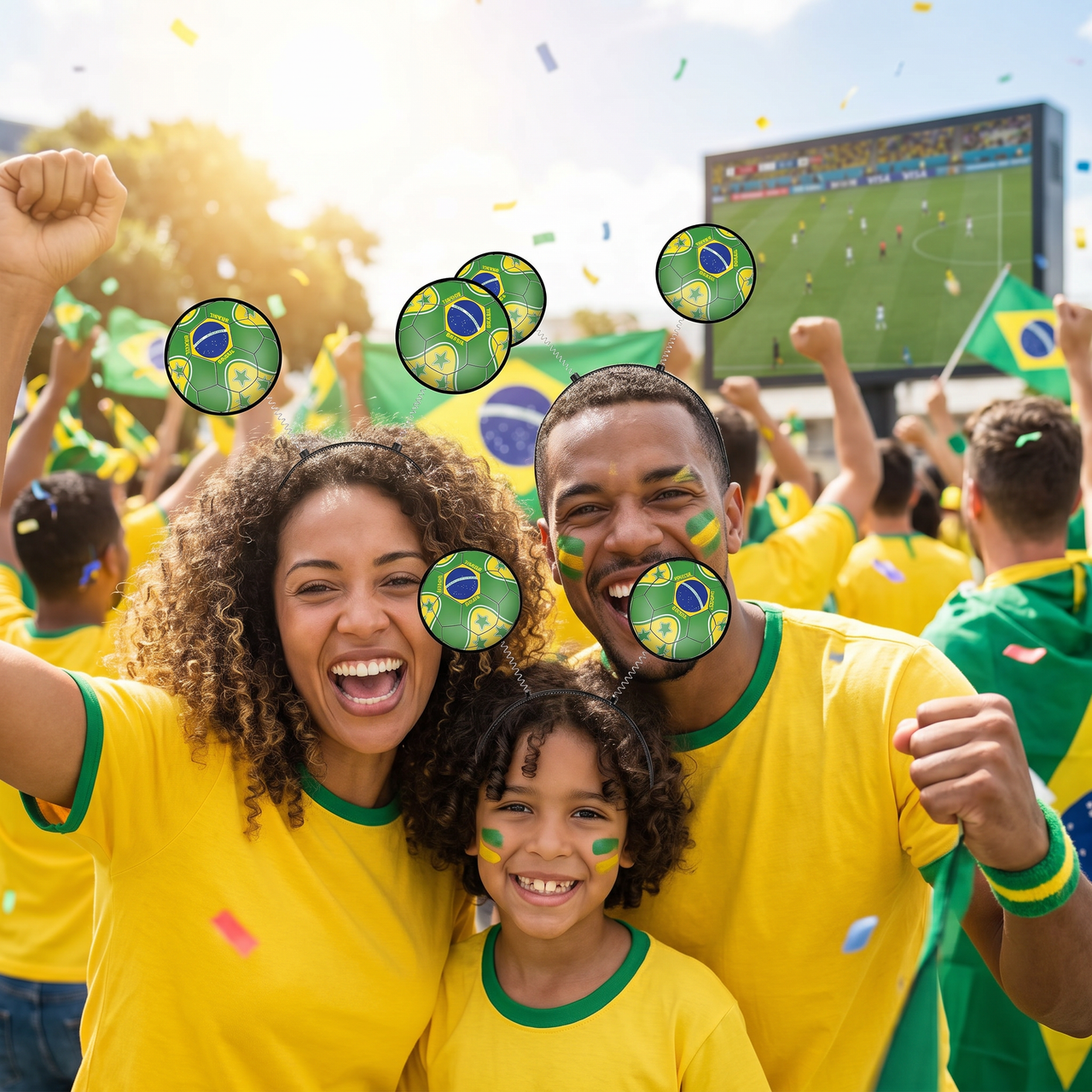 Brasil Soccer Boppers Headband - Game Day Fan Accessory