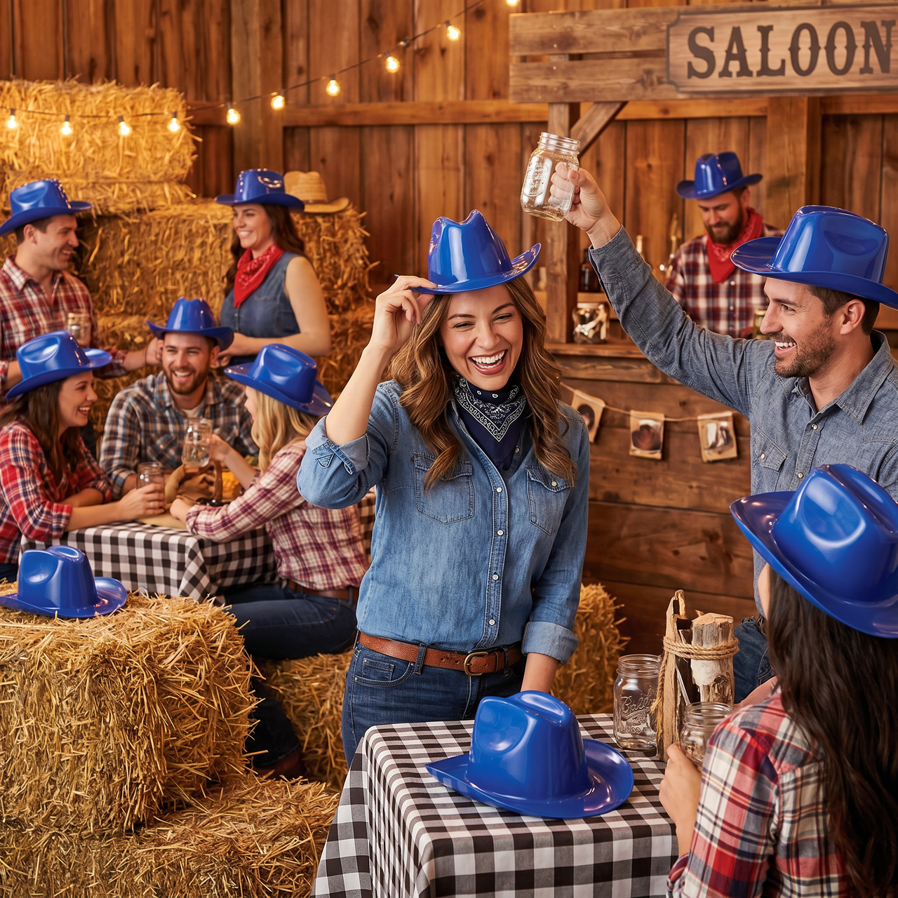 Blue Miniature Cowboy Hats - 3 Pack for Parties & Spirit