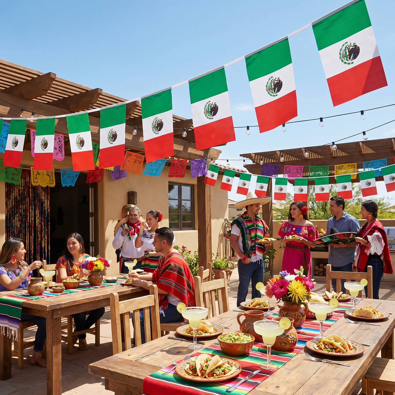Fiesta Mexican Flag Pennant Banner