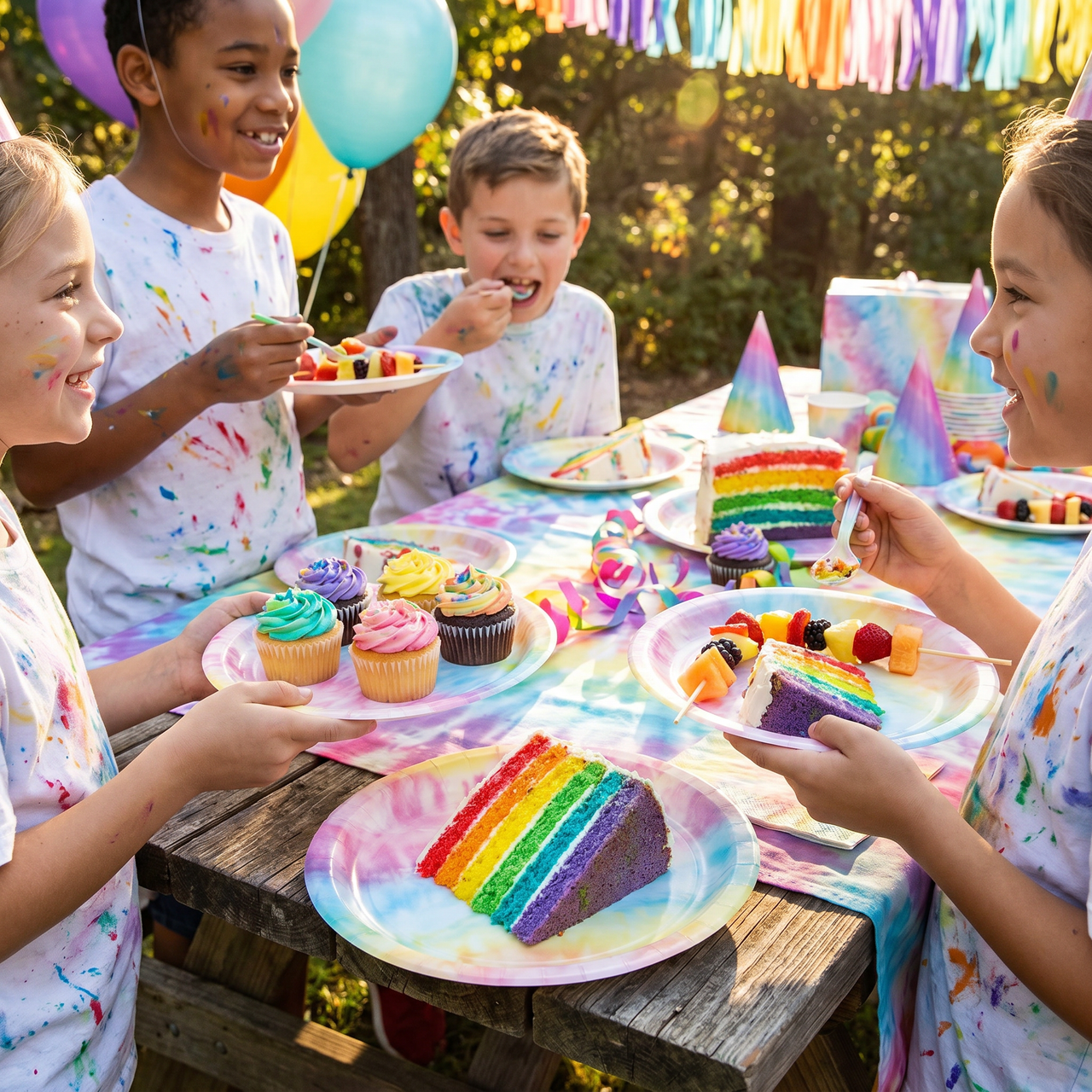 Tie Dye Party Paper Dessert Plates (96 per Case)