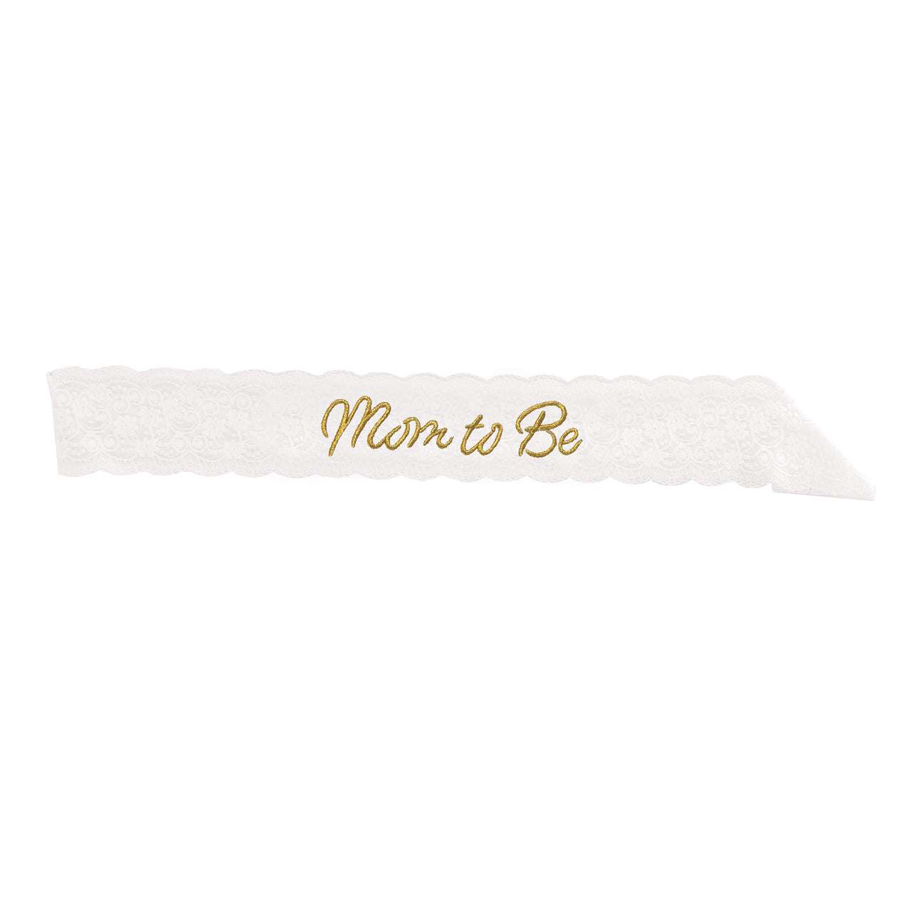 Mom To Be White Lace Sash, 28.5" x 4", Costume Accessories, Baby Shower