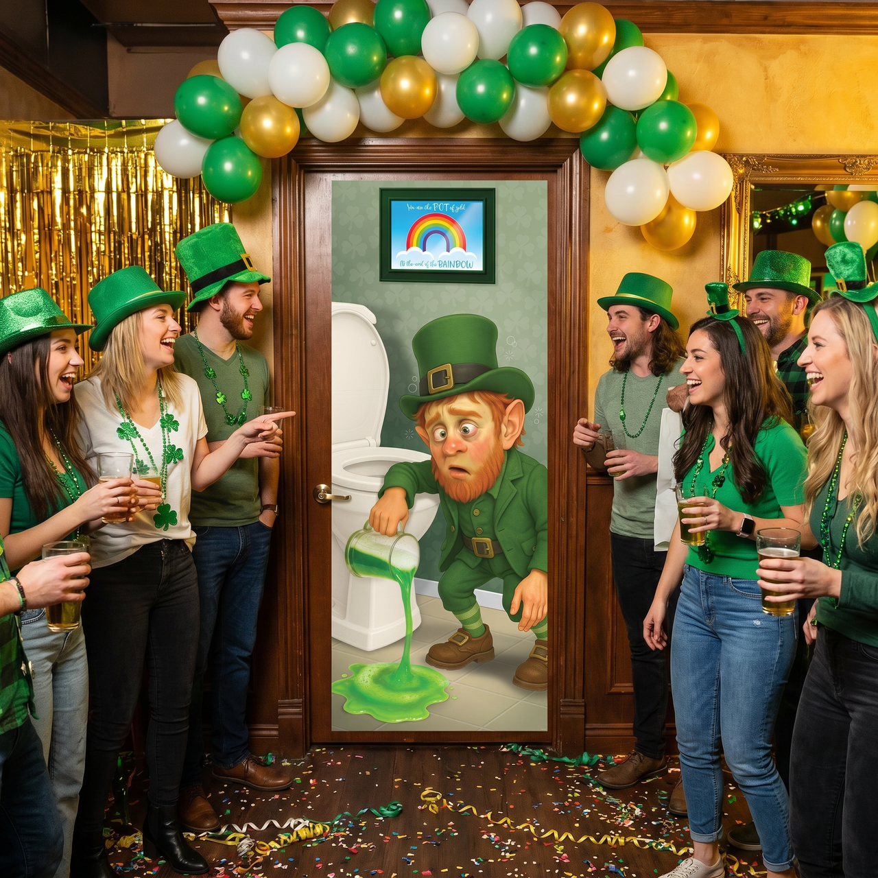 Leprechaun Restroom Door Cover - All-Weather St. Patricks Decor