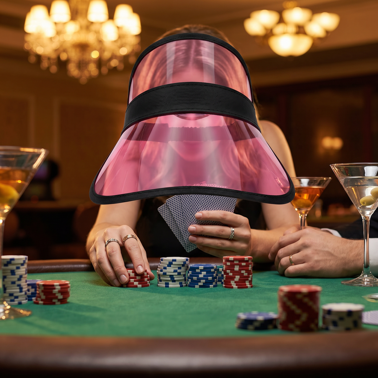Clear Cerise Plastic Dealer's Visor