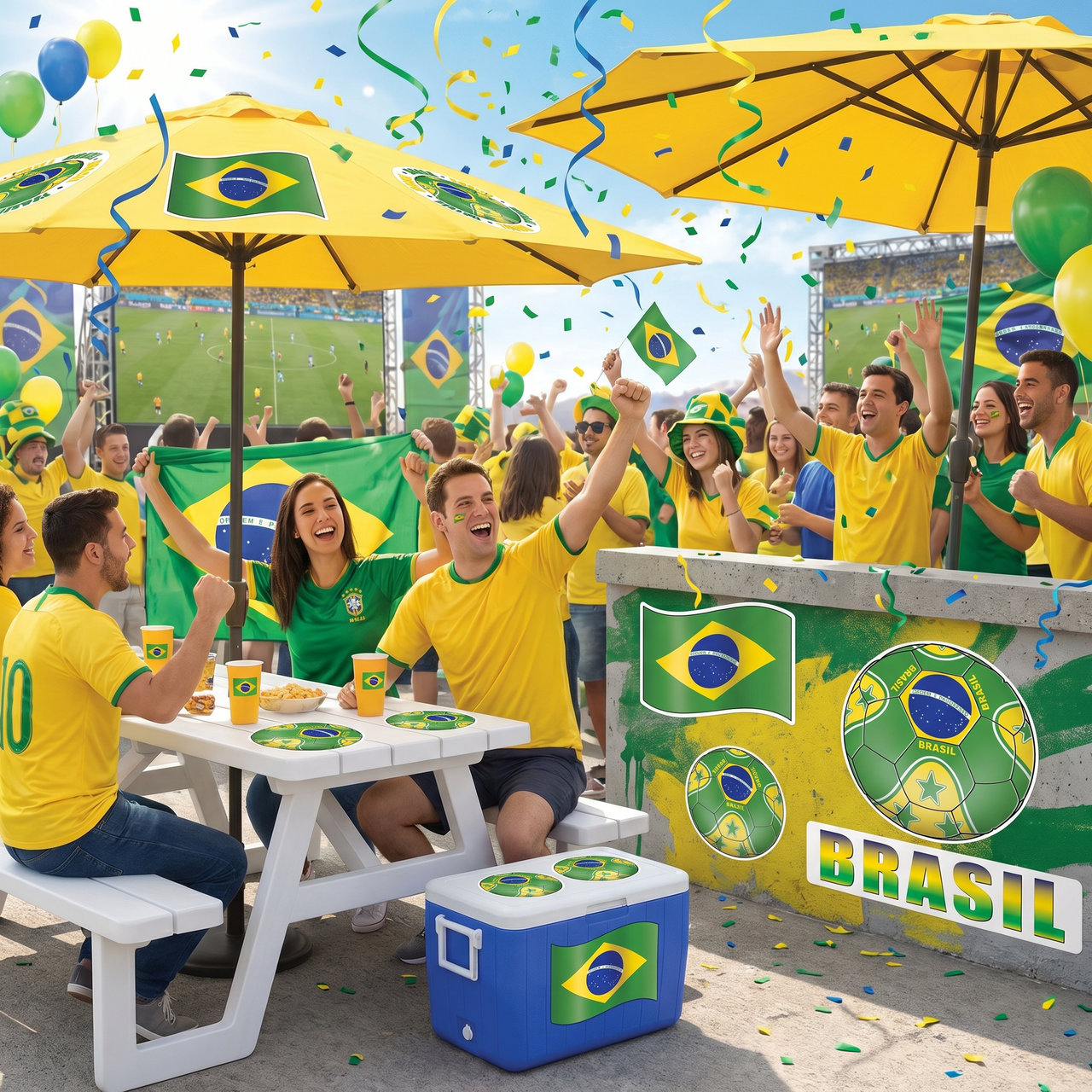 Brazil Soccer Peel 'N Place Decals - 6 Stickers per Sheet