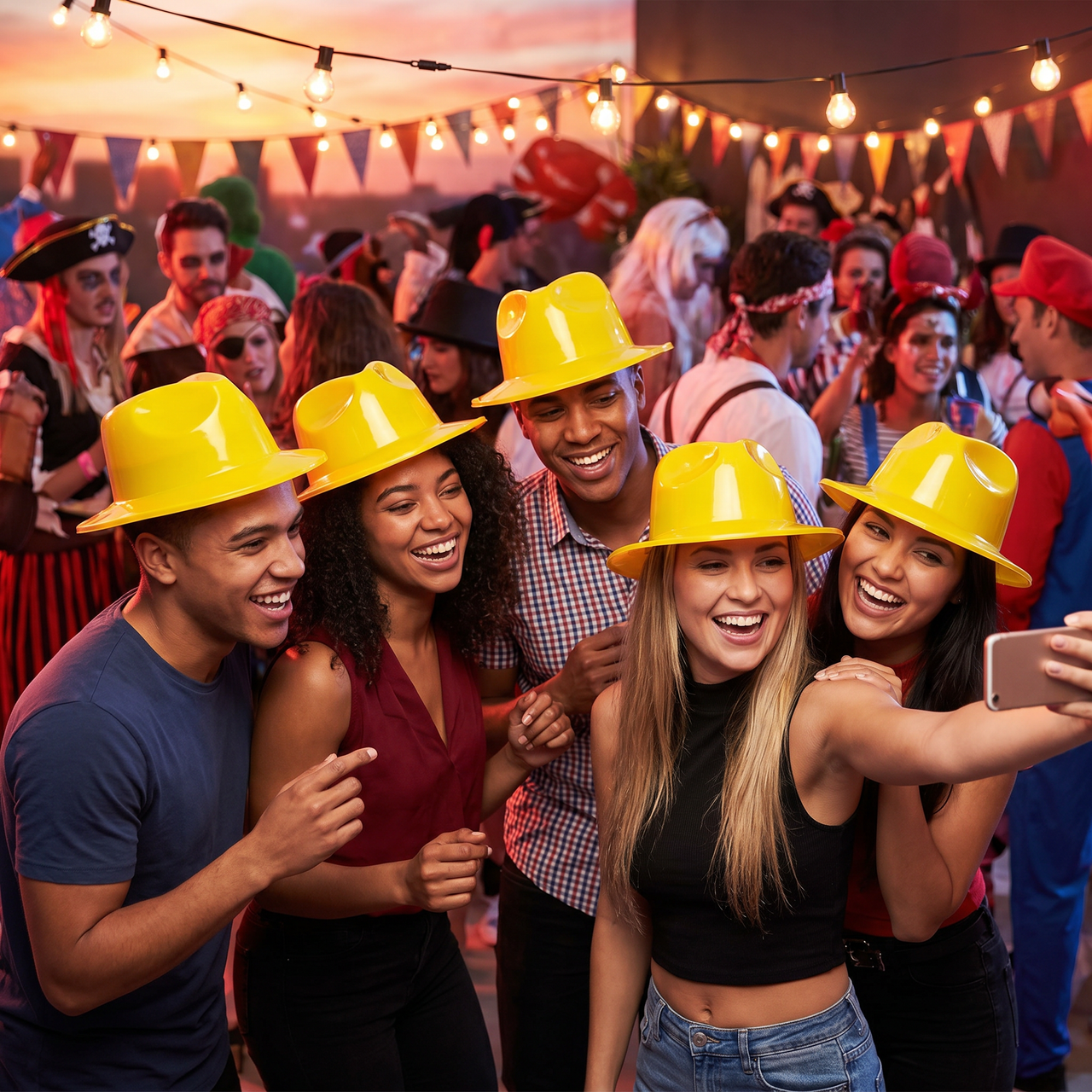 Yellow Plastic Fedora Hat - Spirit & School Event Accessory