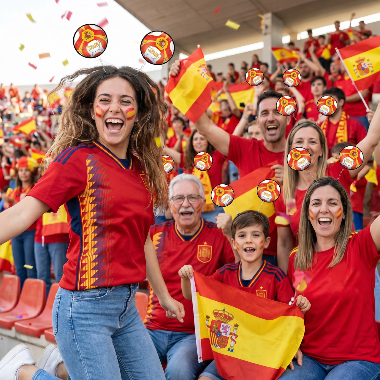 Spain Flag Boppers Headband - Soccer & Sports Fan Accessory