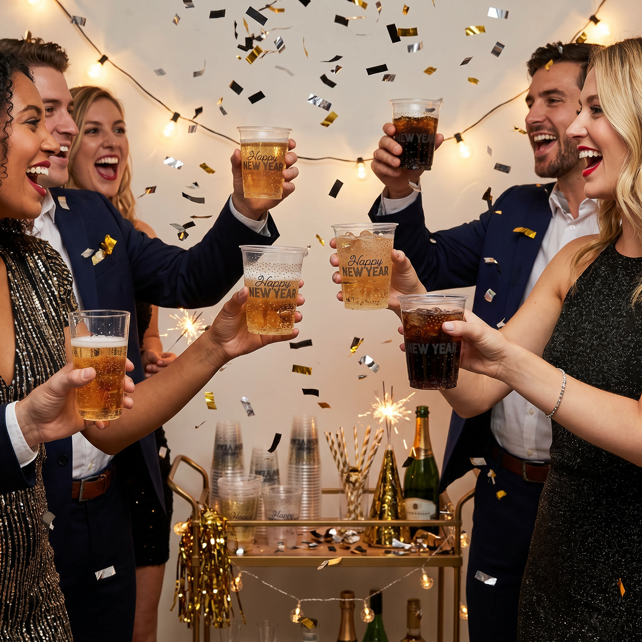 Happy New Year Plastic Cups (96 per Case)