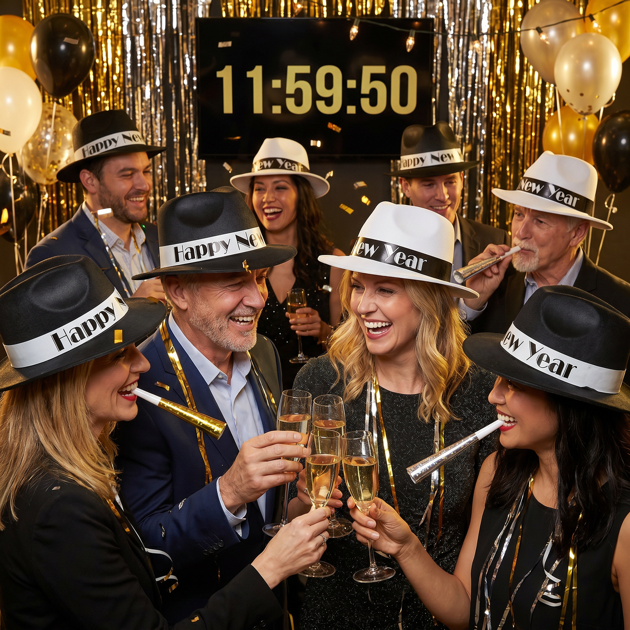 New Year's Eve Chicago Swing Fedora Hats assorted black & white