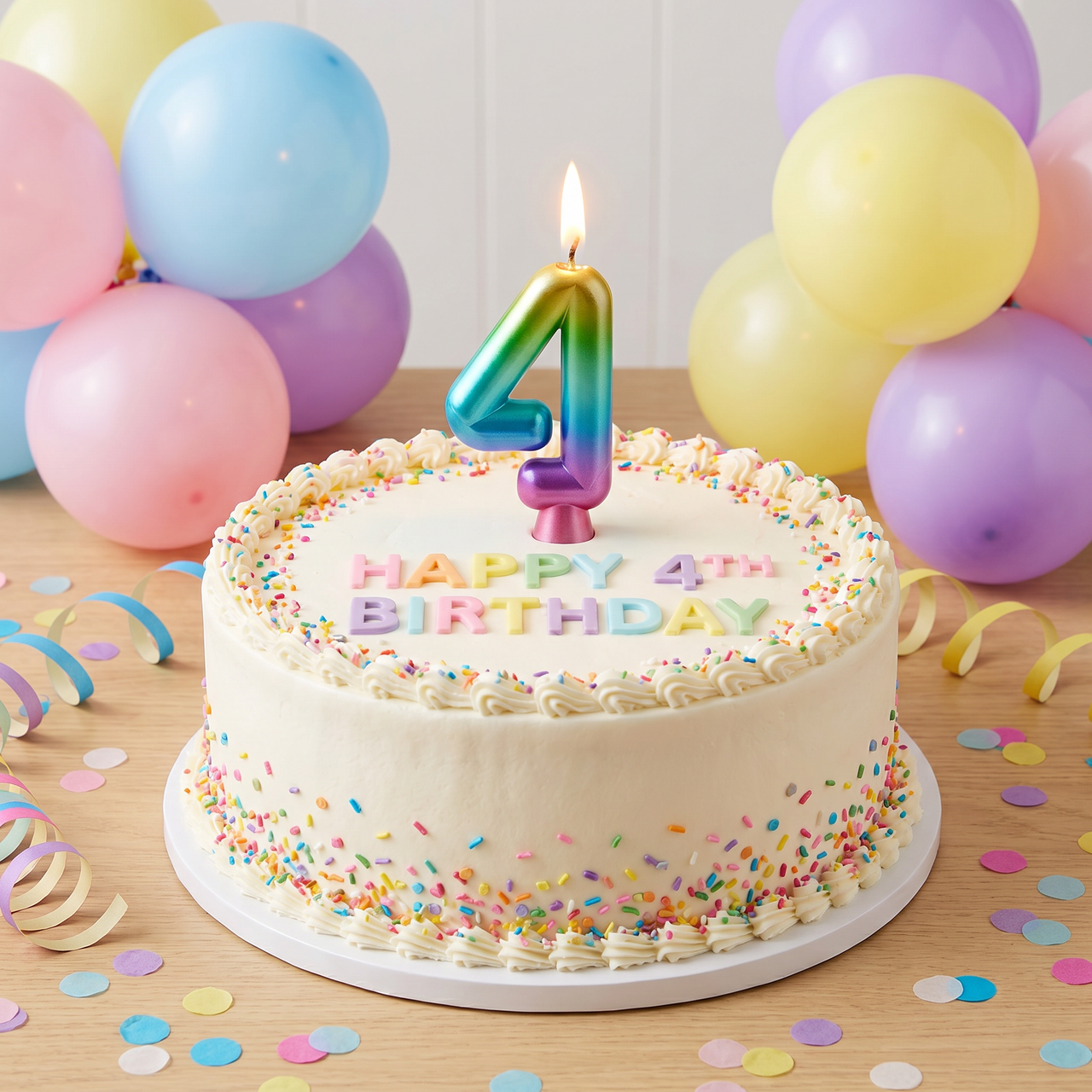 Rainbow Metallic 4 Birthday Candle  (12 per Case)