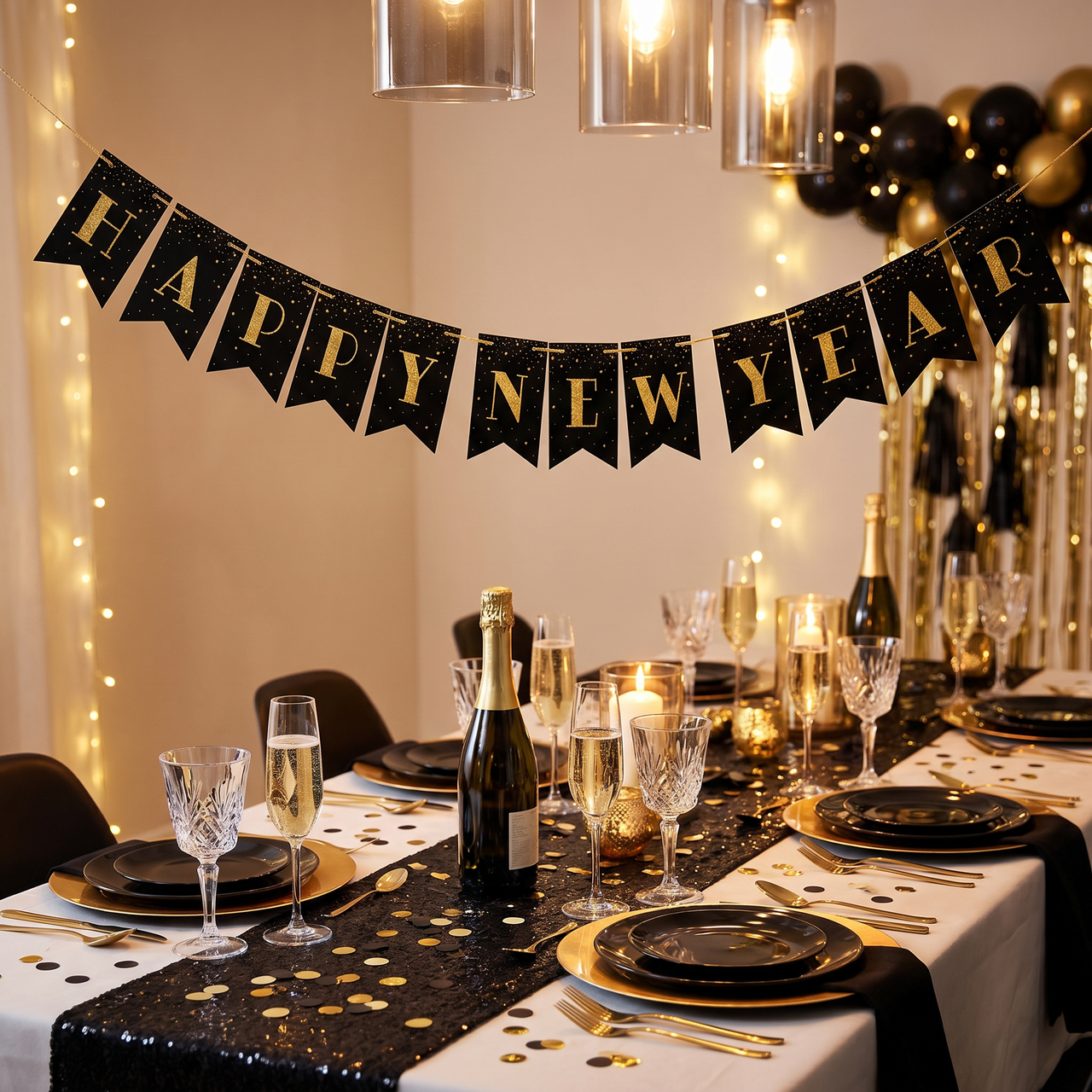 Case of New Years Ribbon Banner Shaped