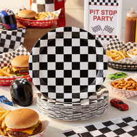Black and White Checkered Party Paper Plates 9 inch