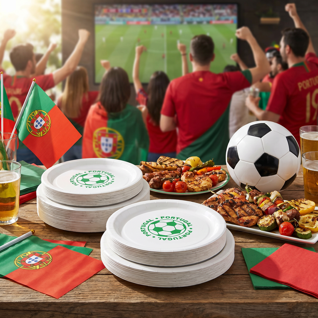 Portugal Soccer Dinner Plates - 9 inch (8 Count)