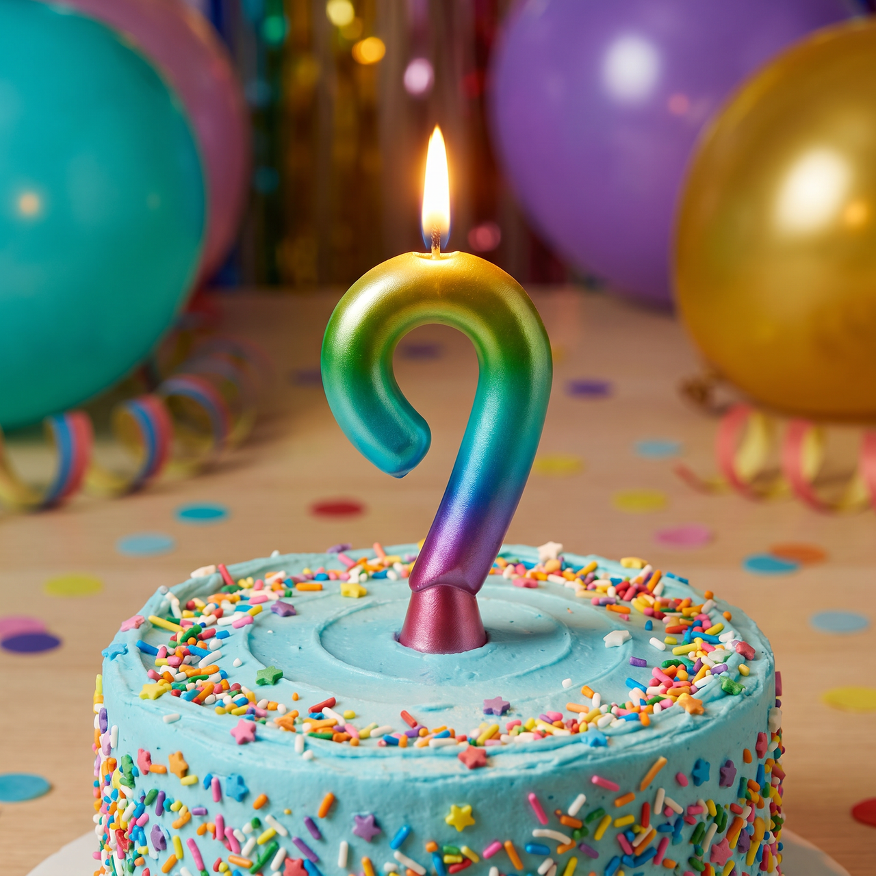 Rainbow Metallic 9 Birthday Candle  (12 per Case)