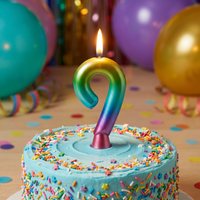 Rainbow Metallic 9 Birthday Candle  (12 per Case)