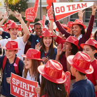 Red Plastic Fedora Hat - Spirit & School Event Headwear