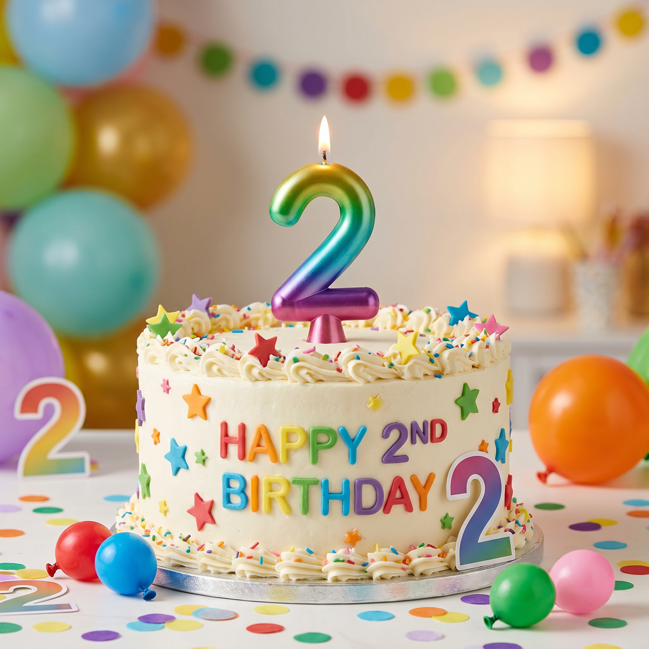 Rainbow Metallic 2 Birthday Candle  (12 per Case)