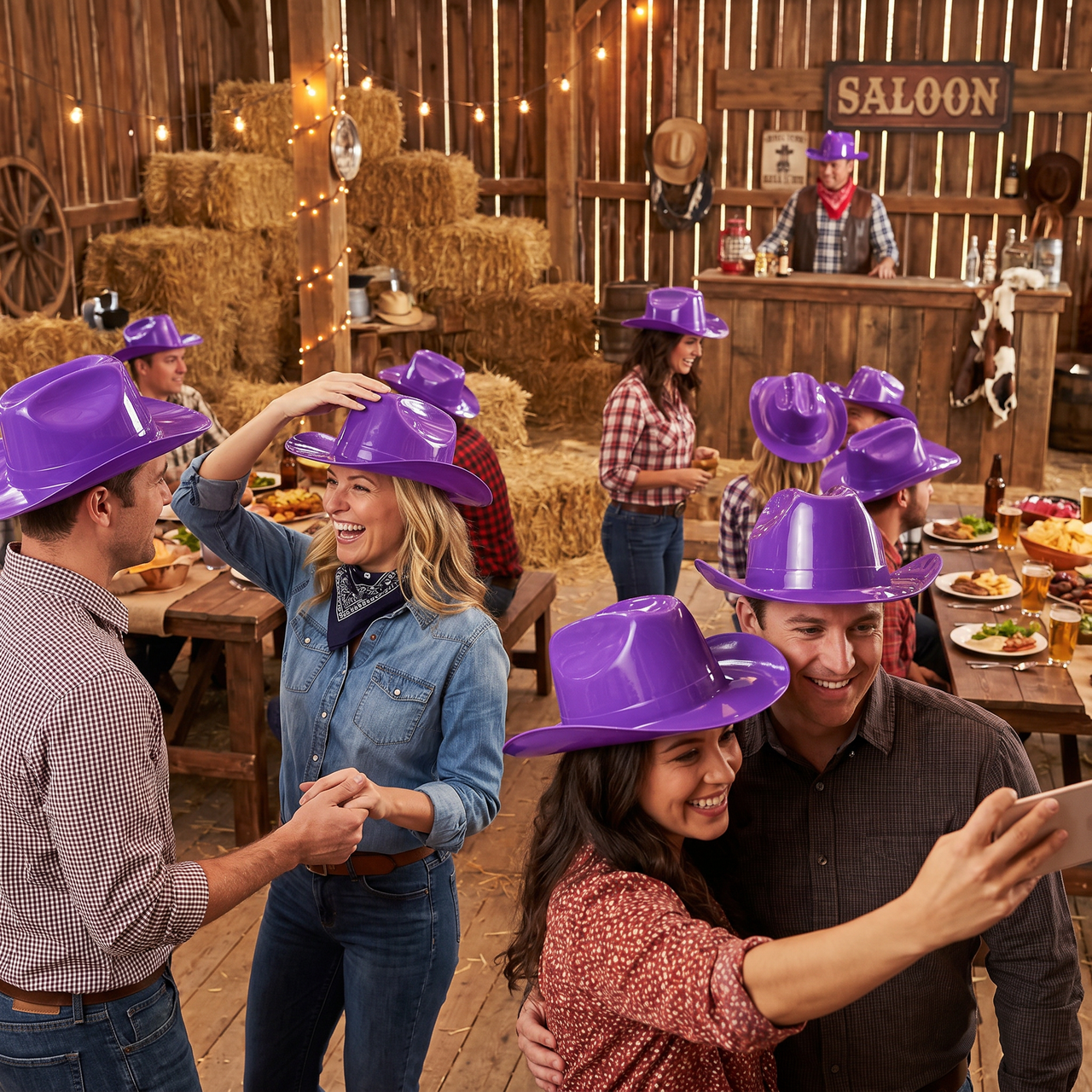 Purple Plastic Cowboy Hat - One Size Fits Most