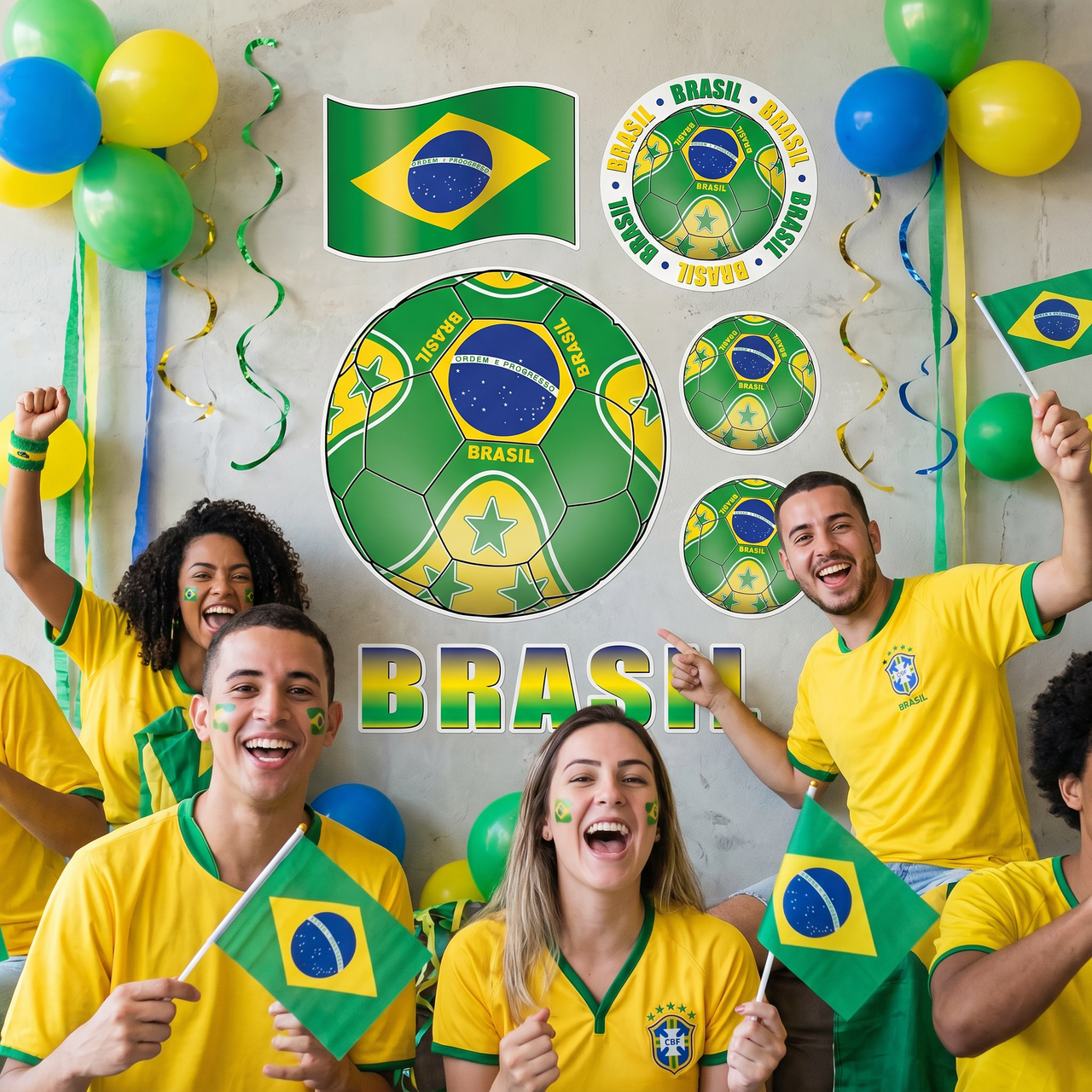 Brazil Soccer Peel 'N Place Decals - 6 Stickers per Sheet