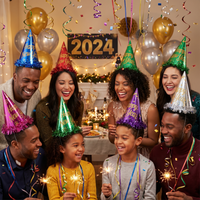 New Year's Eve Foil Glitter Party Hats (50 per Case)