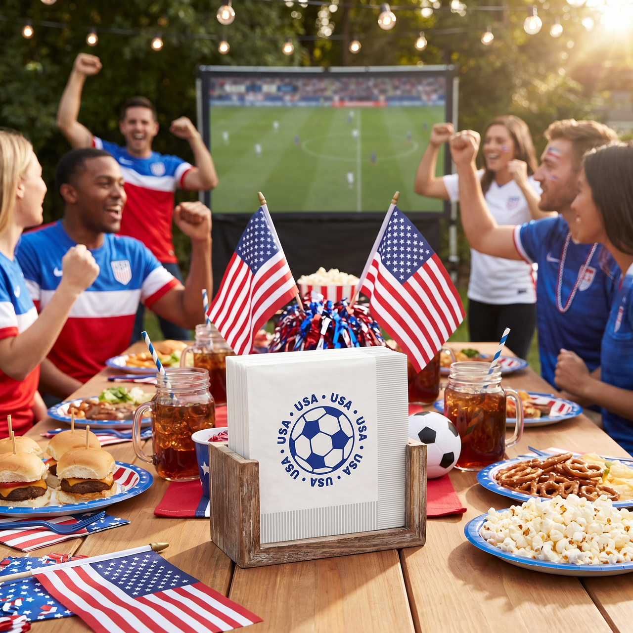 USA Soccer Luncheon Napkins - 16 Count 2-Ply
