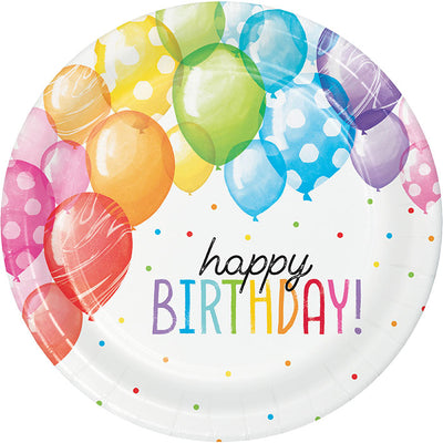 96 pc Bulk Balloon Bash Dinner Plates - Birthday Party Supplies by Creative Converting