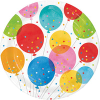 96 pc Bulk Birthday Confetti Balloons Dinner Plates - Birthday Party Supplies by Creative Converting