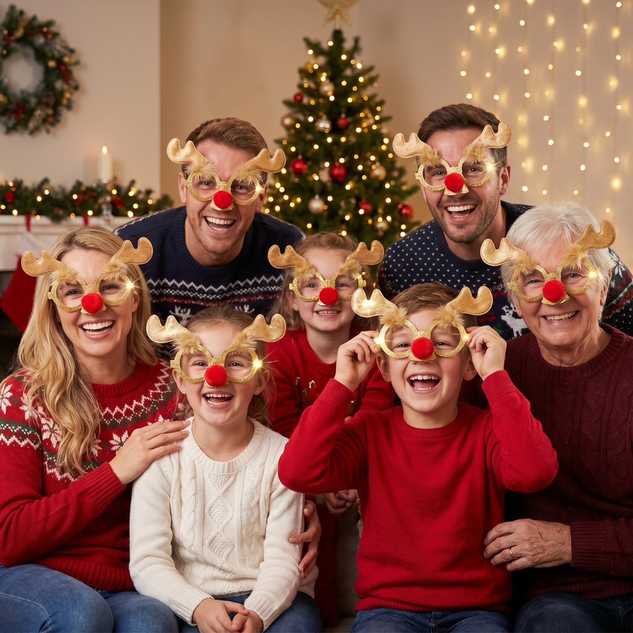 Christmas Glittered Reindeer Glasses
