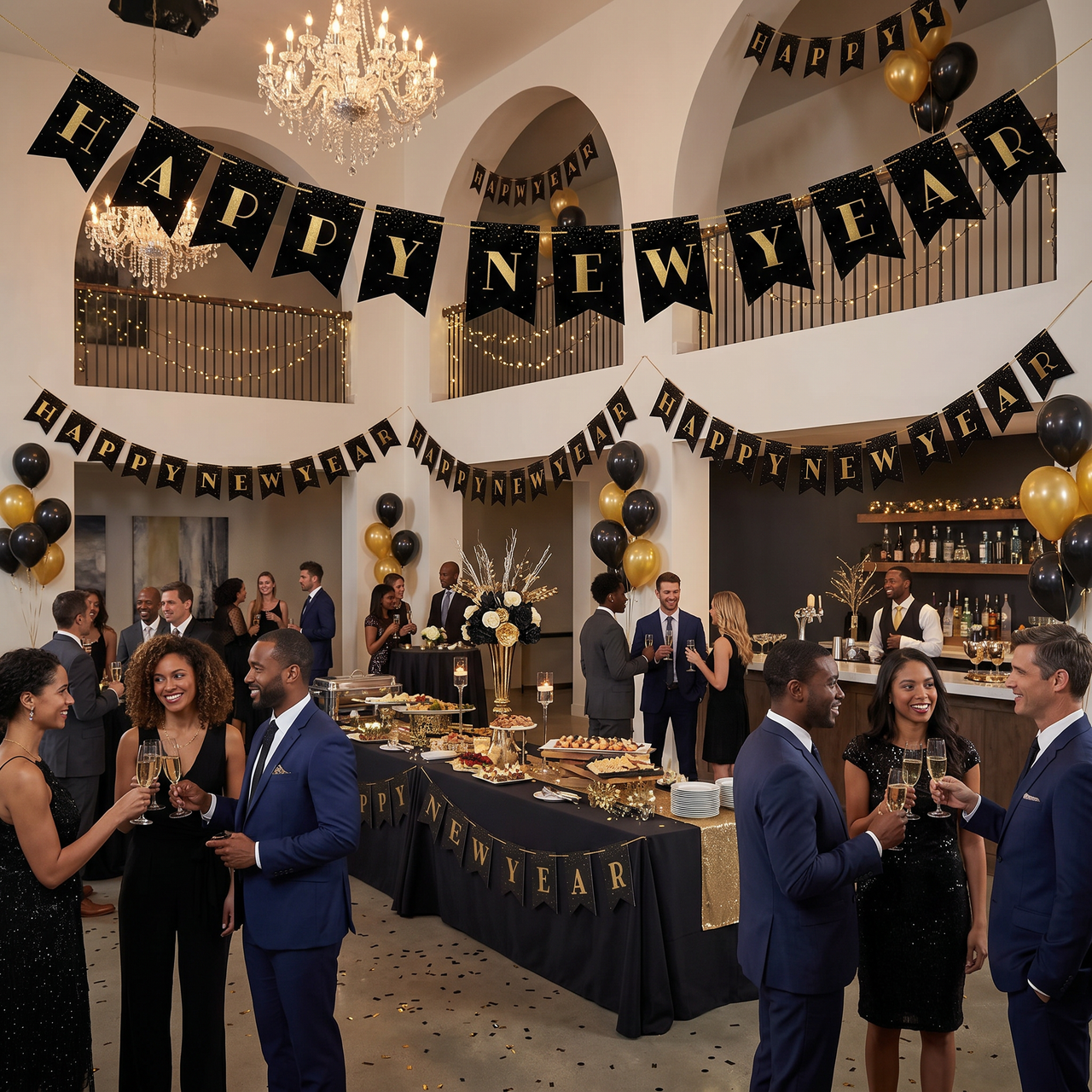 Case of New Years Ribbon Banner Shaped