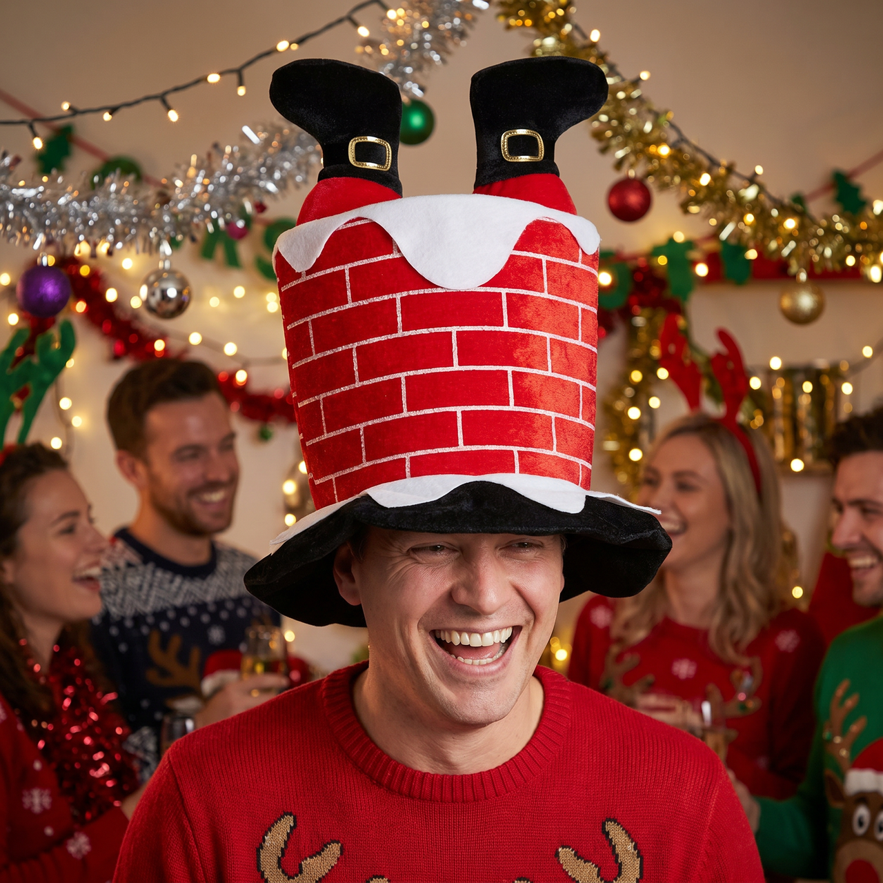 Christmas Plush Santa Chimney Hat